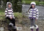 King Cole 4058 Knitting Pattern Jacket, Sweater with Hood, Hat & Boot Toppers in Aran & Luxe Fur