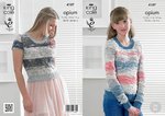 King Cole 4187 Knitting Pattern Sweater and Top in King Cole Opium Palette