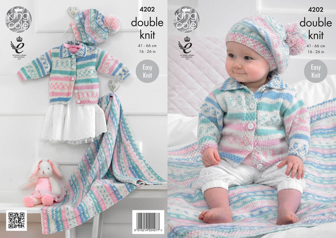 rey cole 4202 Knitting Pattern Babies' Cardigan, Blanket