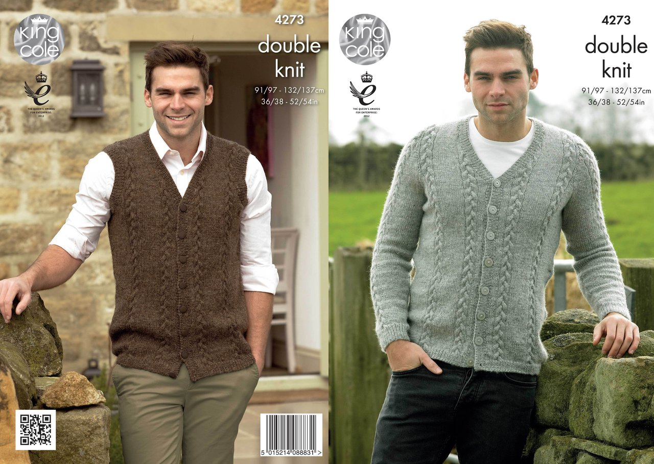 King Cole 4273 Knitting Pattern Mens Cardigan and Waistcoat in Panache ...