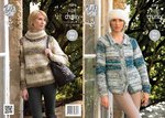 King Cole 4291 Knitting Pattern Sweater and Cardigan in Big Value Super Chunky Tints