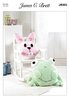 James C Brett JB303 Knitting Pattern Frog and Bunny Cushion Covers in Fluffy Chunky