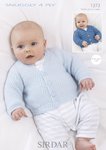 Sirdar 1373 Knitting Pattern Baby Cardigans in Sirdar Snuggly 4 Ply