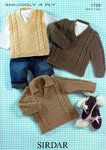 Sirdar 1769 Knitting Pattern Sweaters & Slipover in Sirdar Snuggly 4 Ply
