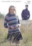 Sirdar 7484 Knitting Pattern Roll Neck and Cowl Neck Sweaters in Sirdar Sylvan Chunky