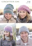 Sirdar 9189 Knitting Pattern Family Hats in Sirdar Crofter DK