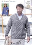 Sirdar 9548 Knitting Pattern Mens Womens Cabled Sweaters in Hayfield Bonus Aran