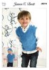 James C Brett JB316 Knitting Pattern Boys Sweater Hat and Tank Top in James C Brett Flutterby Chunky