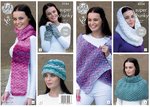 King Cole 4354 Knitting Pattern Scarf, Wrap, Snood, Polo Shoulder Cover, Hat and Wrist Warmers