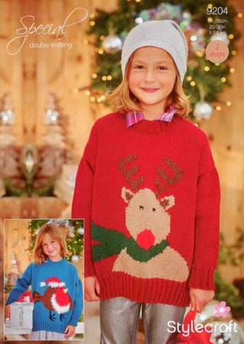 Stylecraft 9204 Knitting Pattern Christmas Jumpers in Stylecraft Special DK and Eskimo DK