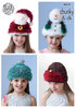 King Cole 4478 Knitting Pattern Childrens Christmas Hats in Tinsel Chunky