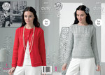 King Cole 4405 Knitting Pattern Sweater and Cardigan in King Cole Glitz Chunky