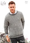 Stylecraft 9023 Knitting Pattern Mens Round Neck Sweater in Life Aran