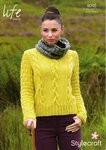 Stylecraft 9045 Knitting Pattern Ladies Sweater and Cowl Collar in Life Chunky