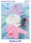 Stylecraft 8039 Knitting Pattern Babies Cardigan Sweater in Wondersoft 4ply