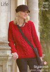 Stylecraft 8447 Knitting Pattern Ladies Sweater in Life Super Chunky