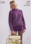 Stylecraft 8707 Knitting Pattern Ladies Sweater in Stylecraft Life Super Chunky