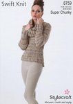 Stylecraft 8759 Knitting Pattern Sweater in Stylecraft Swift Knit Super Chunky
