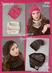 Stylecraft 8766 Knitting Pattern Ladies Beanie Hat Cowl Special Chunky