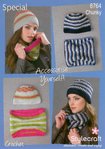 Stylecraft 8764 Crochet Pattern Ladies Beanie Hat Cowl Special Chunky