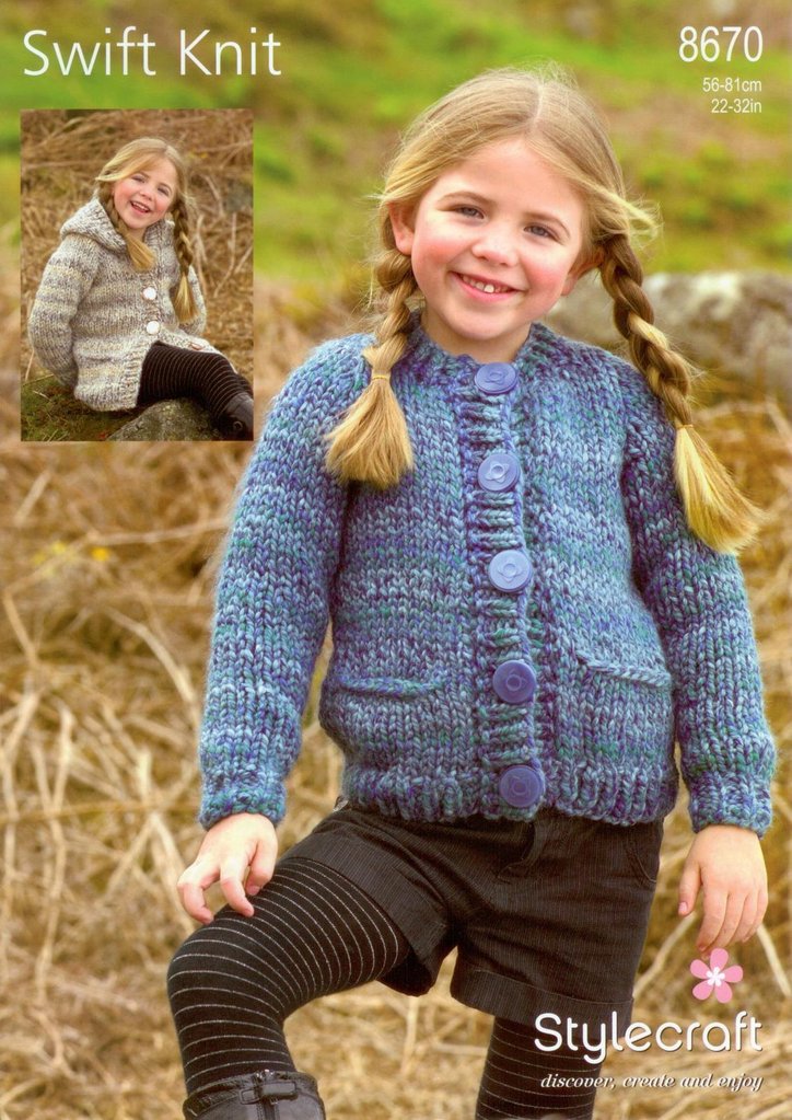 Stylecraft 8670 Knitting Pattern Childrens Jacket Swift Knit - Athenbys