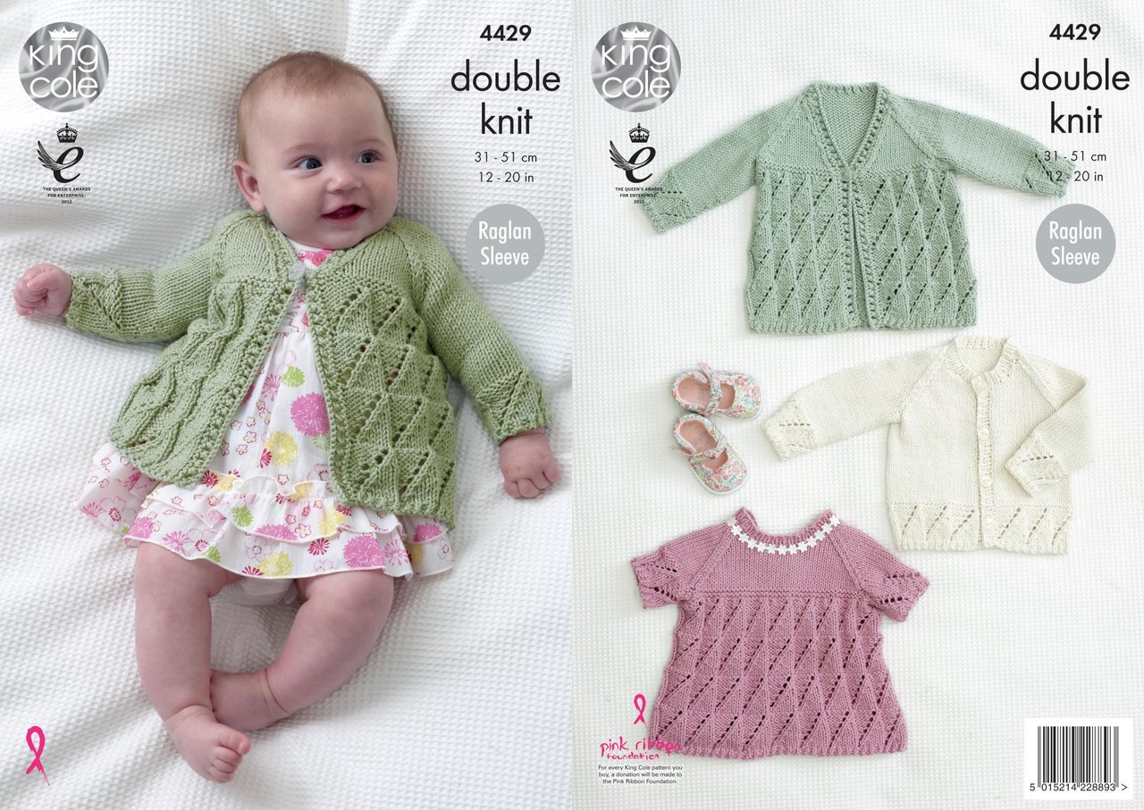 King Cole 4429 Knitting Pattern Baby Matinee Coat, Angel