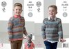 King Cole 4453 Knitting Pattern Boys Sweaters Hat and Scarf to knit in Drifter DK