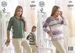 King Cole 4470 Knitting Pattern Ladies Sweater and Cardigan in Opium