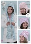 King Cole 4538 Knitting Pattern Girls Scarf & Hats to knit in King Cole Yummy
