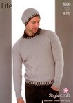 Stylecraft 8690 Knitting Pattern Sweater and Hat in Stylecraft Life 4 Ply