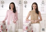 King Cole 4503 Knitting Pattern Ladies Top and Cardigan in Giza Cotton 4ply