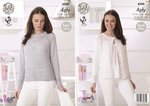 King Cole 4500 Knitting Pattern Ladies Sweater and Cardigan in Giza Cotton 4ply