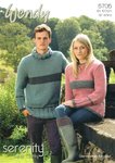 Wendy 5705 Knitting Pattern Unisex Polo and Crew Neck Sweaters and Cowl in Serenity Super Chunky