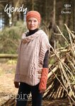 Wendy 5824 Knitting Pattern Ladies Cable Poncho, Fingerless Mitts and Headband in Aspire Chunky
