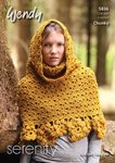 Wendy 5836 Crochet Pattern Ladies Poncho with Funnel Neck and Hat in Wendy Serenity Chunky