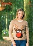 Wendy 5871 Knitting Pattern Christmas Sweater with Rudolf Motif in Mode DK