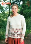 Wendy 5874 Knitting Pattern Sweater with Reindeer Fairisle Border in Mode DK