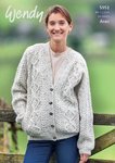 Wendy 5951 Knitting Pattern Ladies Cable Cardigan in Aran with Wool