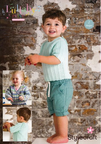 Stylecraft 9282 Knitting Pattern Baby Child Tee Shirt and Cardigan in Lullaby Print and Lullaby DK