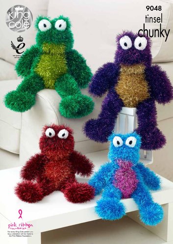 King Cole 9048 Knitting Pattern Toy Frogs in Tinsel Chunky