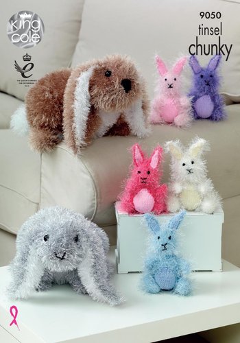 King Cole 9050 Knitting Pattern Toy Rabbits in Tinsel Chunky
