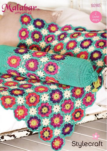 Stylecraft 9285 Crochet Pattern Flower Throw and Bolster in Stylecraft Malabar DK