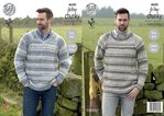 King Cole 4600 Knitting Pattern Mens Round and V Neck Sweaters in King Cole Drifter Chunky