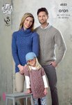 King Cole 4552 Knitting Patttern Family Sweaters and Tunics in King Cole Fashion Aran
