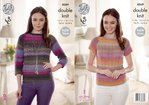 King Cole 4569 Knitting Pattern Womens Raglan Sleeve Sweaters in King Cole Sprite DK