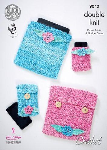 King Cole 9040 Crochet Pattern Phone & Table Cases in Vogue DK