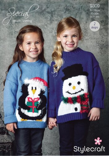 Stylecraft 9309 Knitting Pattern Childrens Christmas Jumper in Stylecraft Special DK