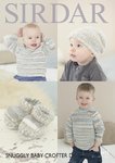 Sirdar 4672 Knitting Pattern Baby Childrens Sweater Hat and Bootees in Snuggly Baby Crofter DK
