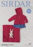 Sirdar 4687 Knitting Pattern Baby Girl's Hooded Jacket & Blanket in Sirdar Snuggly 4 Ply