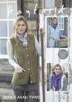 Sirdar 7797 Knitting Pattern Womens Waistcoats and Scarf in Hayfield Bonus Aran Tweed
